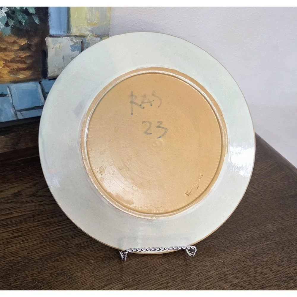 Vintage Leopard Elephant Safari Jungle Cat Plate Denmark Signed RAS Handpainted